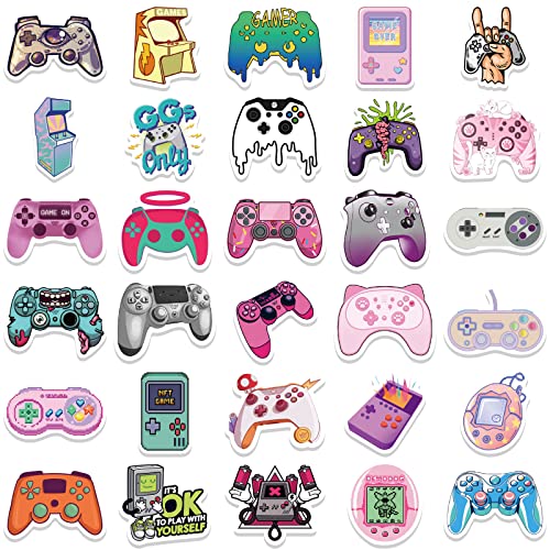 Image of 60pcs Color Gaming Stickers for Teen Water Bottle,Cool Cartoon Trendy Gamepad Stickers Fun Aesthetic Waterproof Vinyl Decals for Laptop Bumper Luggage Skateboard Guitar
