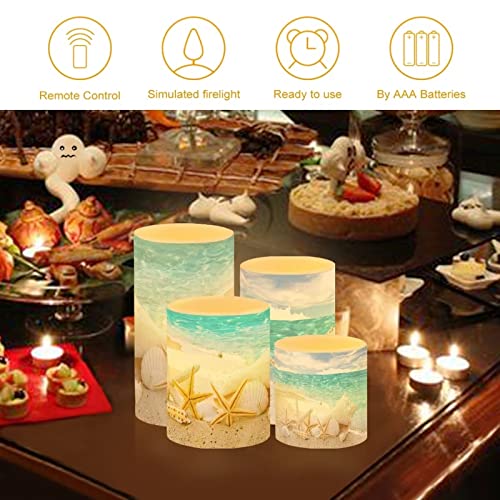 Image of Flameless Candles Battery Powered with Multicolor Timer Remote Control Everlasting Fake Candles for Party Garden Indoor Outdoor Coastal Decor, Beach Coastal Multi