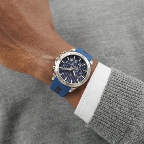 Image of BOSS Strike Qtz Fashion Chrono Dark Blue Round Dial Men's Watch|Blue Silicone Material|Blue Color Band - 1514239