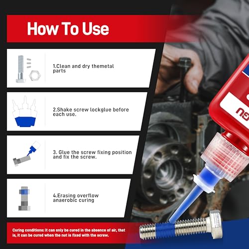 Image of VIKAGU 243 Blue Medium Strength Thread Lock - Resists Heat,Oil - Anaerobic Adhesive for Metal Bolts, Nuts, Screws - Prevent Loosening & Corrosion - Screw Sealer Paste - 1.69Oz /50ml