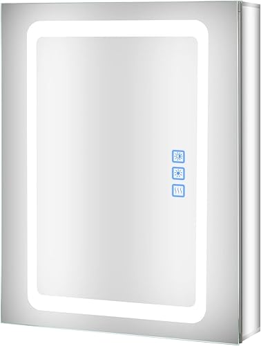 Miniatura 9 de Fundin Espejo de baño de aluminio solo para montaje empotrado, con puerta de espejo de doble cara sin marco, 15 pulgadas x 24 pulgadas