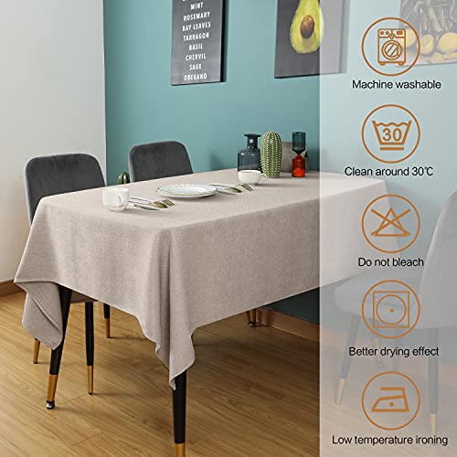Rectangle Tablecloth 57 x 85 Inch Waterproof Stain and Wrinkle Resistant Washable Faux Linen Table Cloth Heavy Duty, Fabric Table Cover for Dining, Picnic, Wedding, Party and Outdoor, Beige by SEASHORE TREE - Image 5