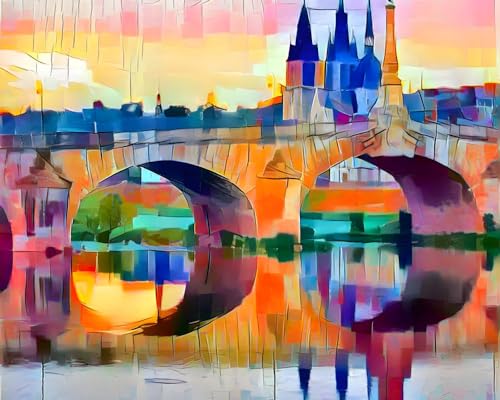 Toile abstraite voyage immobile au coucher de soleil 50x70
