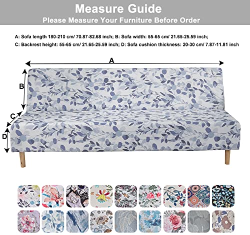Crfatop Armless Sofa Cover Printed Armless Futon Cover Folding Sofa Bed Cover Non-Armrest Futon Slipcover Furniture Protector Without Armrests For Kids Dog Cat (Color A04) #TOP5