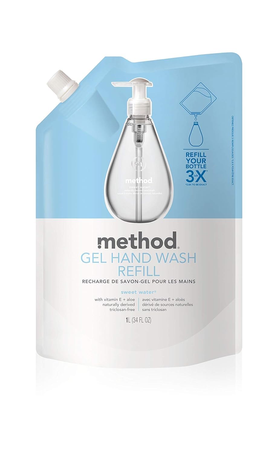 Method Gel Hand Soap Refill, Sweet Water, 34 oz, 1 pack, Packaging May Vary