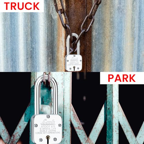 Image of Link Atoot 65mm Long Shackle Padlocks 5Pcs Set | 1 Crore Key Combinations | Steel Body | Hardened Shackle | 9 Brass Lever | Made in India | 3 Keys for Each Padlock