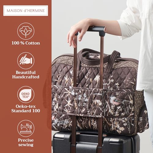 Maison d' Hermine Weekender Bags for Women Cotton Quilted Duffel Overnight Luggage Weekend Bag for Men Gym Sports Gifts Travel Business Travellers Family Trip (Meadow Florals)2