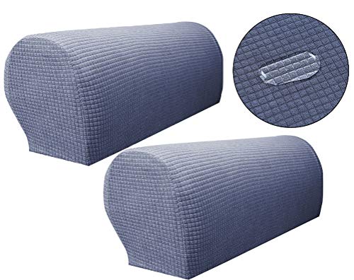 Zuodu Paire de housses de protection antidérapantes en élasthanne pour accoudoirs de canapé Gris foncé Cover