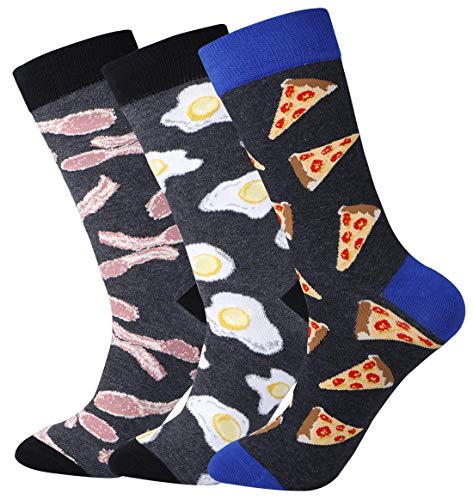 Funny Pizza Dress Socks for Men Cotton Casual ODD Patterned Quarter Crew Socks Size 9-13
