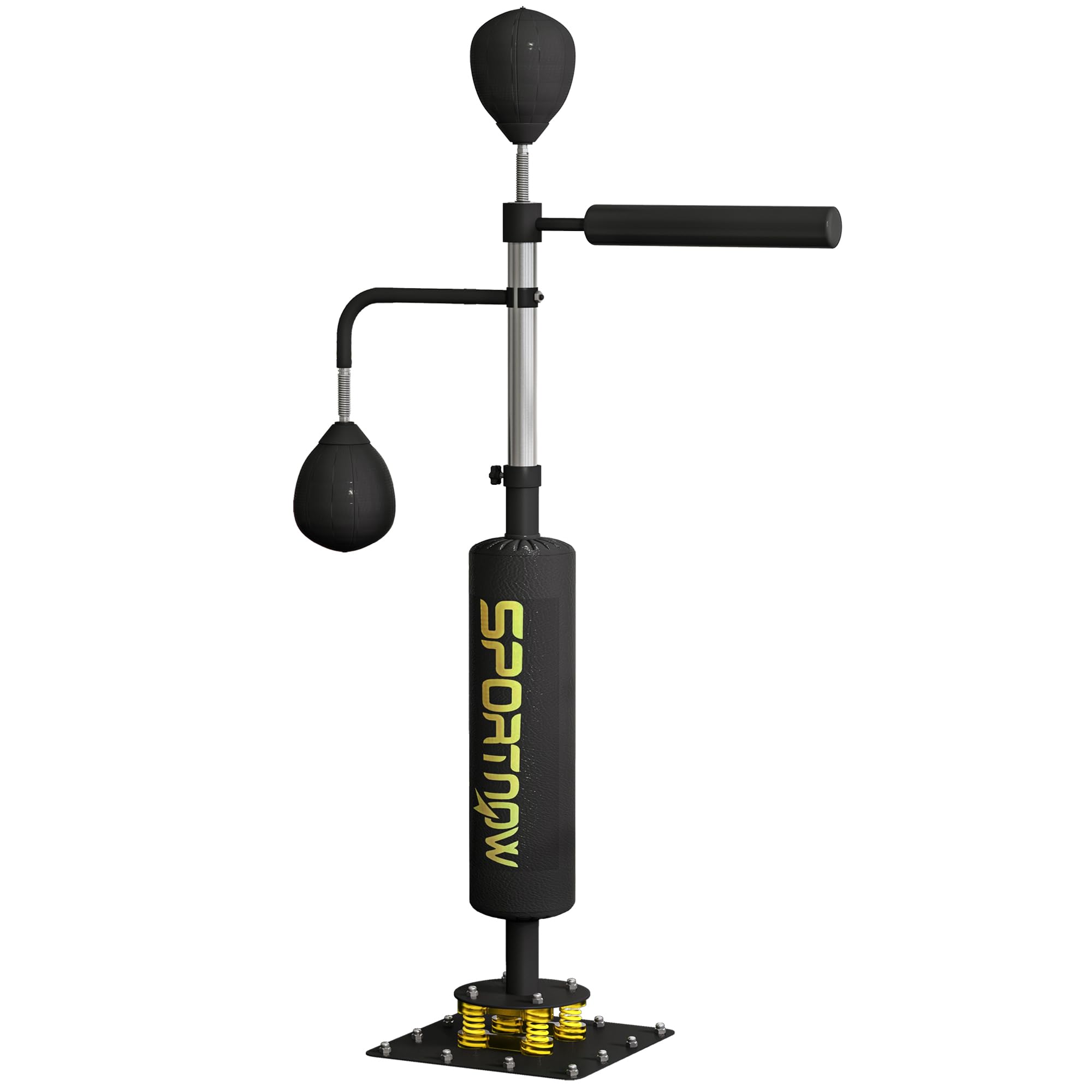 SPORTNOW Boxsack freistehend 140-205cm aufblasbarer Standboxsack mit Pumpe, Saugfuß 2 Reflexsbälle Punchingball Set höhenverstellbar Kickboxsack Speed Ball für Erwachsene Jugendliche Krafttraining
