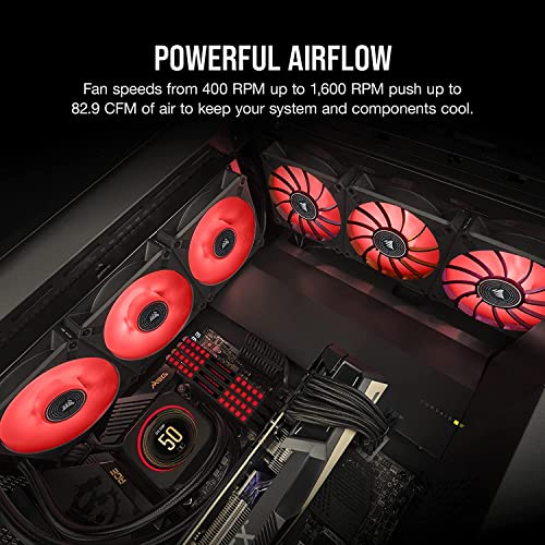Image of CORSAIR ML140 LED Elite, 140mm Magnetic Levitation Red LED Fan with AirGuide, Single Pack