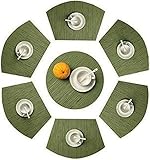 KYISOY Juego de 7 manteles Individuales de cuña de Gran tamaño, manteles Redondos Resistentes al Calor, manteles Individuales for Mesa de Comedor, Reversibles y duraderos(Army Green)