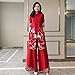 Chinese Styles Women Hanfu Qipao Two Pieces China Traditional Clothing Pants Set Suit Robe Orientale Clothes s2 Red XXL