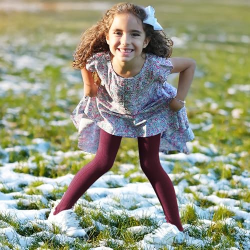 PICCOLO HOSIERY Girls Toddler Cable Knit Winter Tights, School Uniform – Warm & Cozy for Cold Weather4