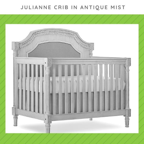 Image of Toddler Bed Safety Guard Rail for Evolur Baby Convertible Cribs - Solid Wood Rail for Convertible Crib to Toddler Bed Conversion - Safety Bed Rail for Children (Antique Mist, Model 847)