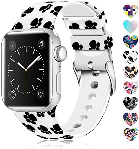 Lwsengme Compatible with Apple Watch Band 38mm 40mm 42mm 44mm, Soft Silicone Replacment Sport Bands Compatible with iWatch Series 5,Series 4,Series 3,Series 2,Series 1 (Flower-19, 42MM/44MM)
