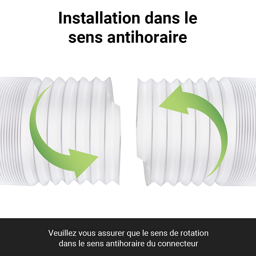 K KUMEED Tuyau Climatiseur Mobile 150mm 1,5m, Filetage Anti-Horaire, Tuyau d'Échappement Extensible en PP Renforcé, Compatible Climatiseur, Sèche-Linge et Hotte Aspirante