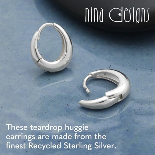 Nina Designs Sterling Silver Earrings - Recycled Sterling Silver Hoop Earrings, 925 Sterling Silver Earrings for Women, Hoop Earrings for Women2