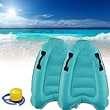 2PCS Inflatable Surfboard Portable Bodyboard with Handles Lightweight Soft Body Boards for Kids Surfboards Pool Floats Boards for Beach, Surfing, Swimming, Water Fun