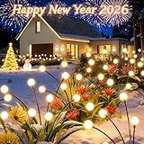 BIMOIA Solar Lights Outdoor Waterproof: 4 Pack 32 LED Swaying Firefly Solar Powered Garden Lights - Warm LED Lighting Outside Pathway Yard Patio Decorations - Unique Gardening Gifts for Women Mom