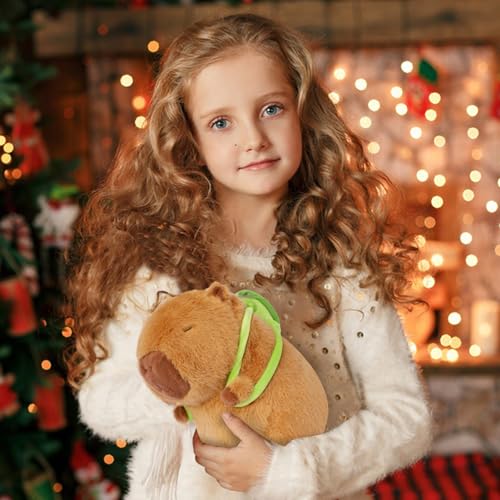 Poptrend Niedliche Capybara Kuscheltier Plüschtier mit Schildkrötenrucksack für Home Deko und Kinder