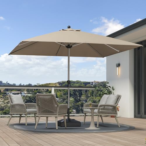 Image of PURPLE LEAF Patio Umbrella 10' x 10' Square Aluminum Frame Taupe