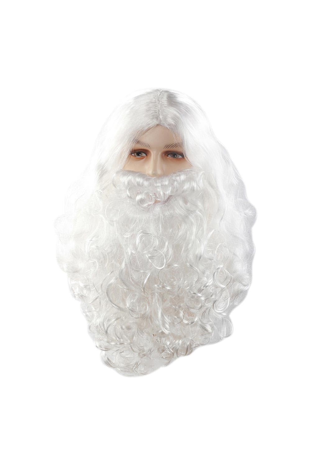 galeeup Santa Claus Beard and Wig Set Hat Gloves Glasses Adult Christmas Santa Costume Accessories Set 5 Pcs