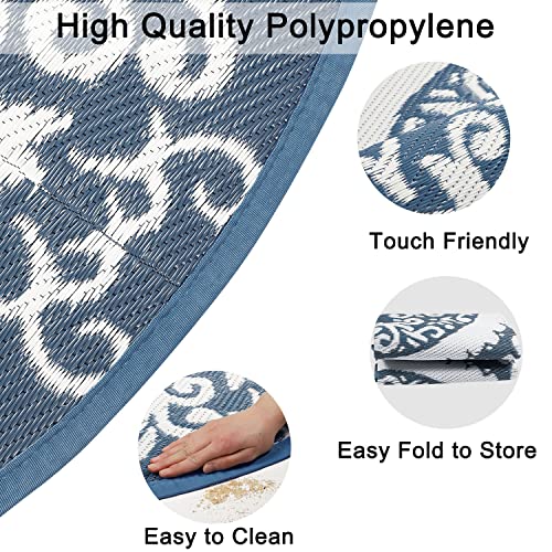 Tapis de patio réversible et imperméable en paille de plastique 1,5 m - 4