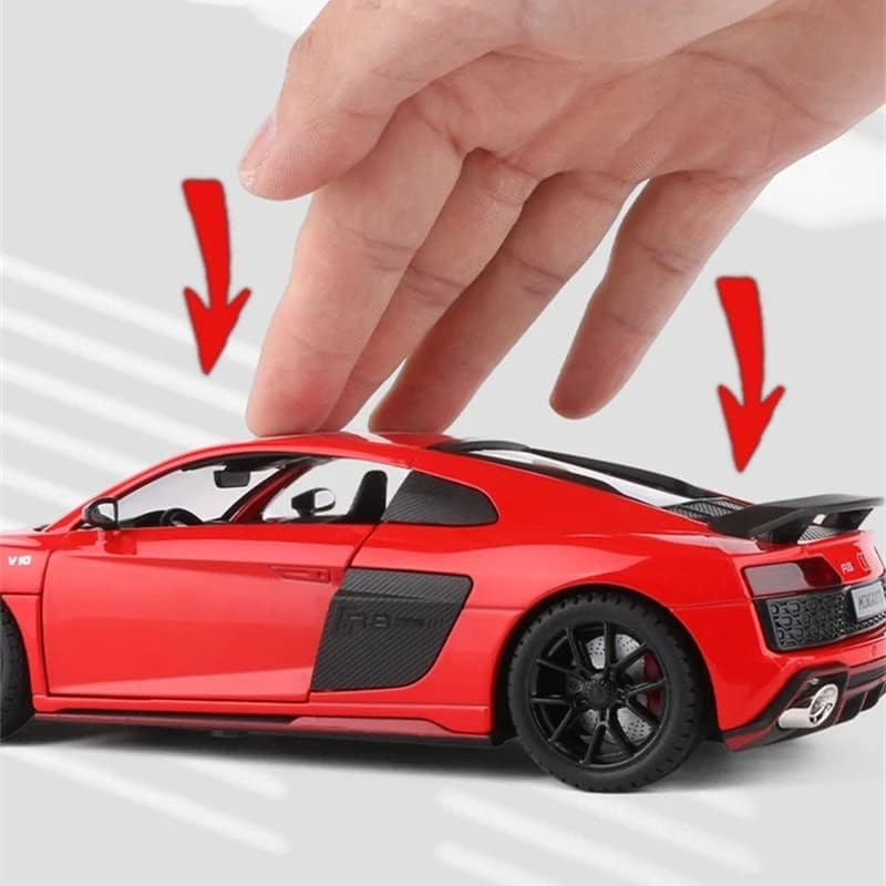 Image of Scale Exclusive Alloy Metal Pull Back | Die-cast Car Model with Sound Light Mini Auto Toy for Kids Metal Model Toy Car with Sound and Light (1.24 Scale -DC AODI R8 V10-RED)