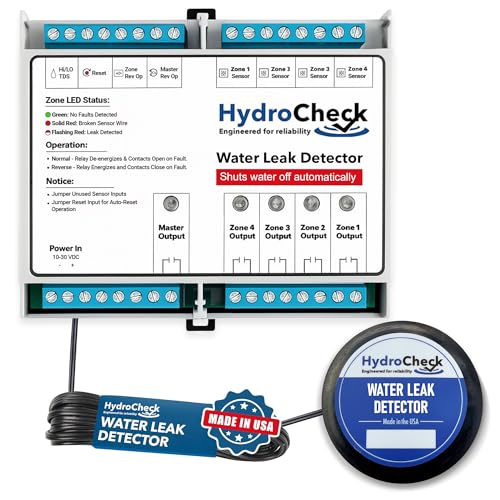 HydroCheck Automatic Water Shut Off System - Smart Leak Detection Device - Commercial Moisture Sensor Alarm - High Amp Load for Buildings & Office Space (Wiring Sold Separately)