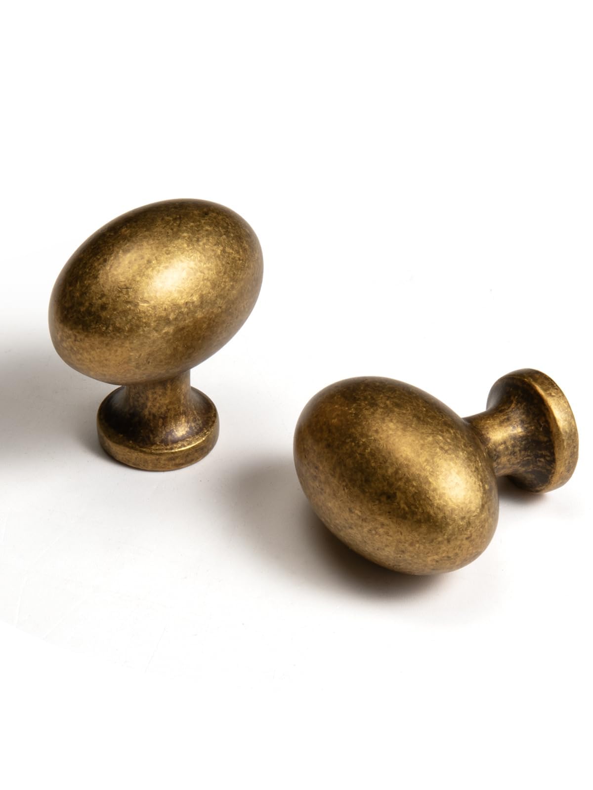 BEILEIOU Oval Antique Brass Cabinet Knobs, Zinc Alloy for Drawer Knobs for Dresser Cupboard Wardrobe (2, Antique Brass, Egg knob)