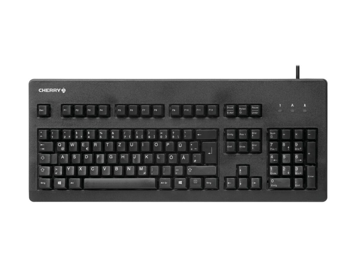 CHERRY G80-3000, Tastiera Meccanica a Filo, Layout per la Germania, (QWERTZ), Connessione USB, Robusto, Tasti Programmabili,Interruttori MX BLUE Nero