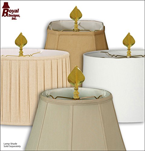 Image of Royal Designs Spade Leaf 2.5 inch Lamp Finial for Lamp Shade, Polished Brass - Set of 2