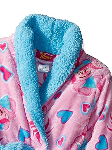 Trolls Girls' Big Luxe Plush Robe, Light Pink Fun, 8