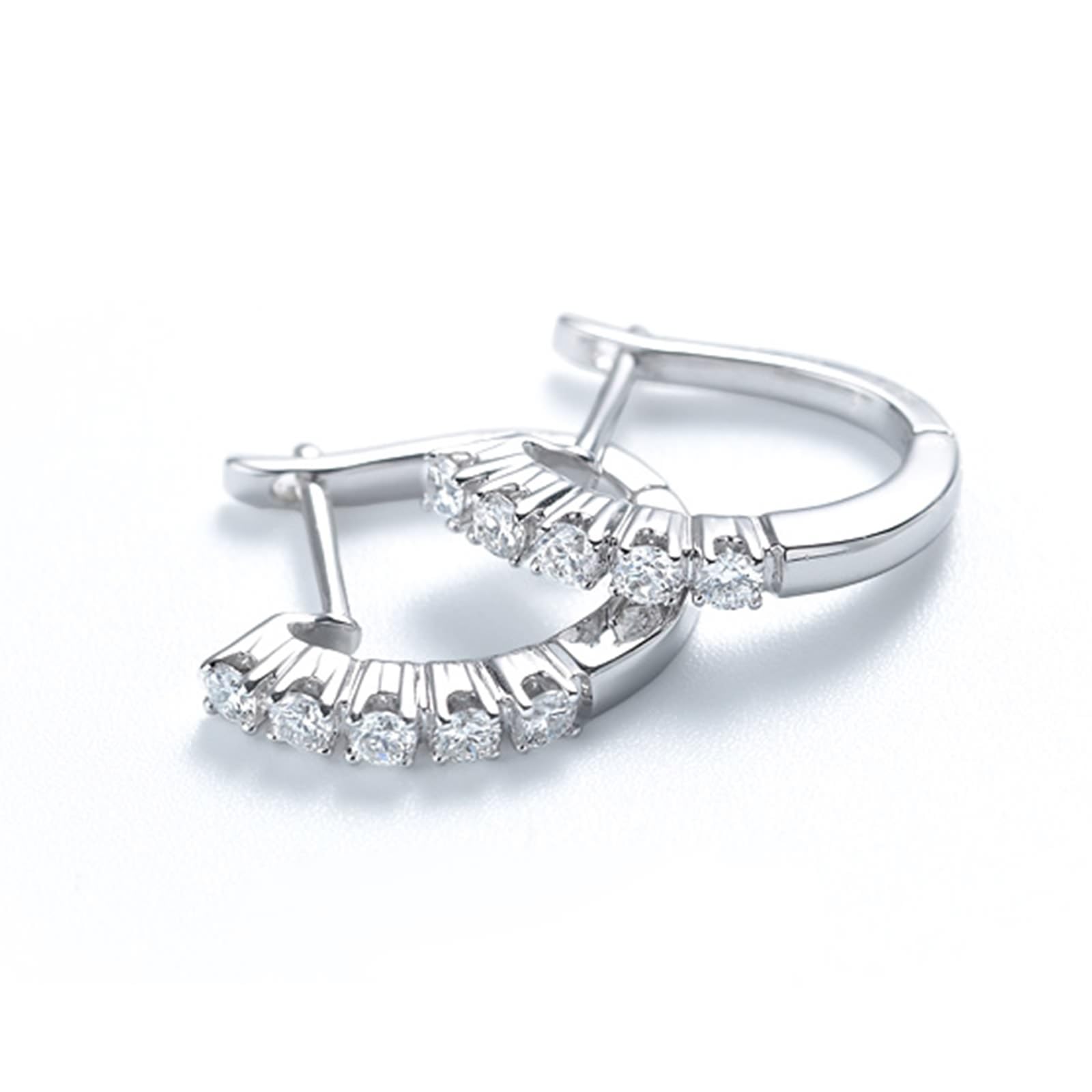 KnSam Creole Hoop 750 prawdziwe białe złoto, 0,2 ct laboratorium stworzone diamenty damskie kolczyki klasyczne szlif okrągły biały, biżuteria damska kolczyki 18K