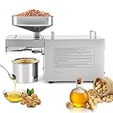 CGOLDENWALL Prensa de Aceite Electrónica 700W 7-10kg/h Acero Inoxidable Máquina de Prensa de Aceite Comercial Hogar丨Prensa Fría & Caliente丨 Sistema Automático de Temperatura Constante Certificado CE