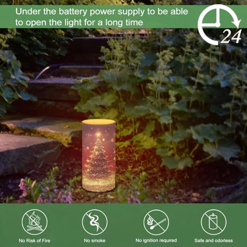 Image of Poceacles Christmas Tree Gold Red Flameless LED Candle Battery Powered Votive Lights Realistic Pillar Candle Decorative Tea Lights for Home Party Indoor Outdoor Decorations