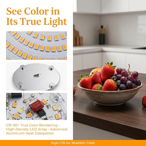Image of 4-Inch LED Ceiling Fan Light Kit Replacement, LED Light Engine Retrofit Panel, 6000K Daylight, Dimmable Circular LED Module for Flush Mount Ceiling Light, Magnetic Fast Installation, CRI 90+