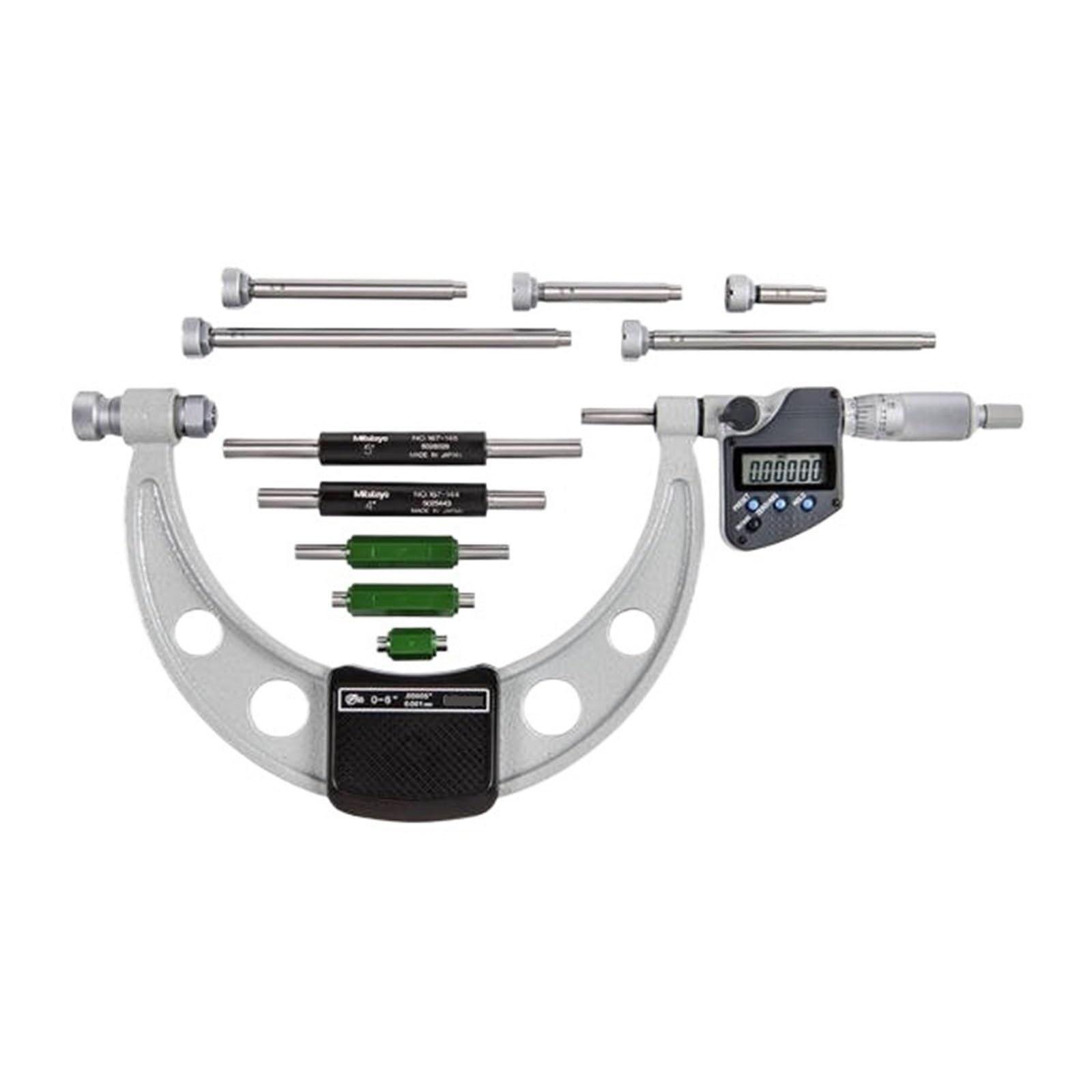 Micrómetro Exterior 340-351-30, 0-6", yunques reemplazables con Puntas de carburo, Herramienta de mecanizado for Trabajar Metales