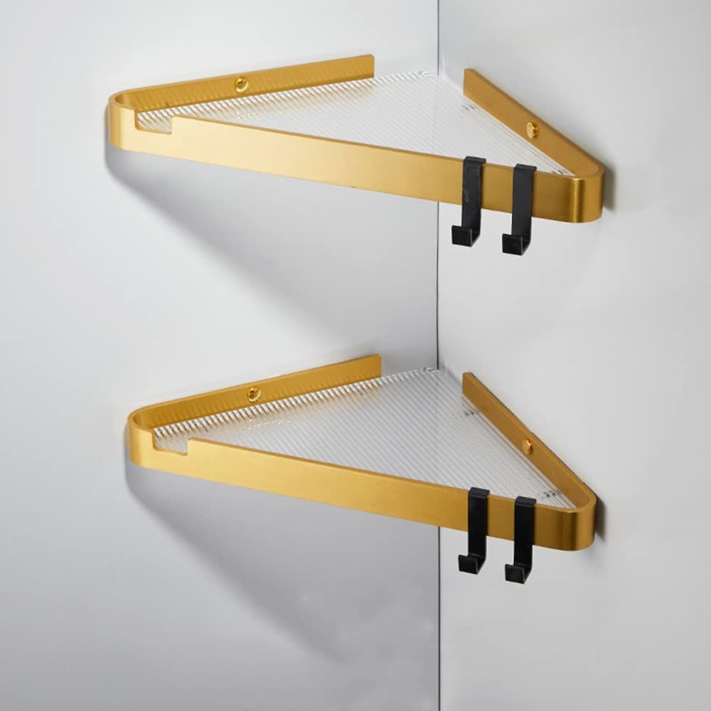 Shower Shelf Racks Aluminum Bathroom Corner Rack Wall-Mounted Acrylic Shower Room Storage Rack Bathroom Triangle Shelving Shower Caddy