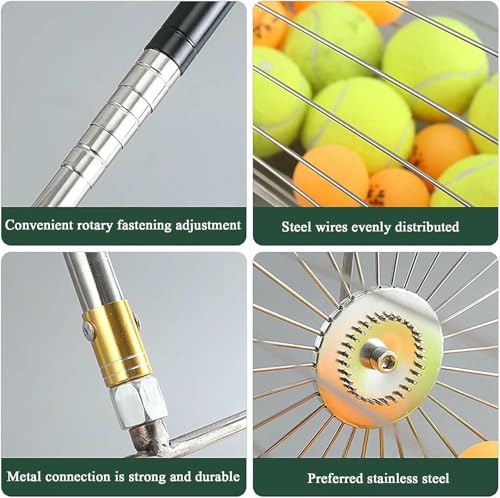 Recolector de bolas de tenis tipo rodillo regulable para cuidar tu espalda 7