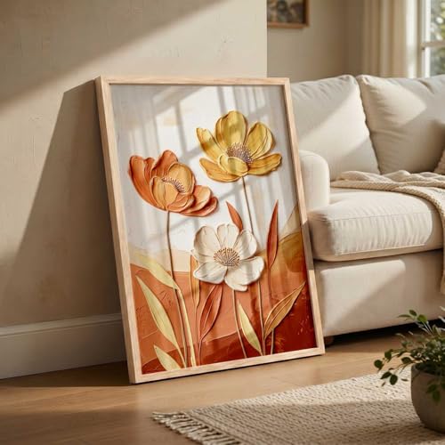 Image of kotart Aesthetic flower Art Home Decoration Painting | Floral Paintings With Frame For Living Room Bed Room Hotel Wall Decor Digital Reprint (13x17 inch)