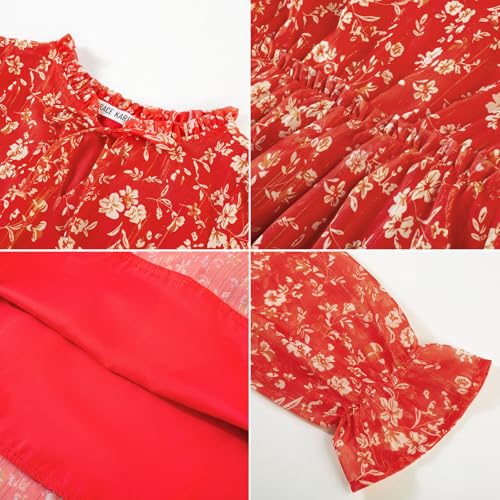 Image of GRACE KARIN Girls Fall Long Sleeve Dress Formal Party Holiday Smocked Waist Midi Dresses 5-12Years
