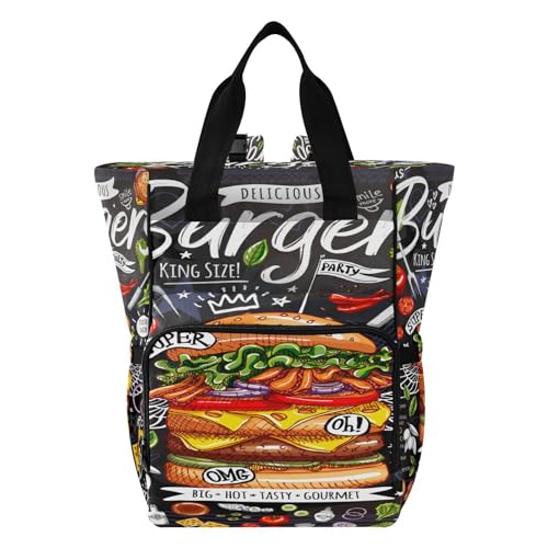 Caihoyu Bolsa de pañales para niña, multifunción, impermeable, bolsa de pañales para compras, viajes, póster de alimentos, hamburguesas, Varios colores, 1 size, Moderno / Equipada