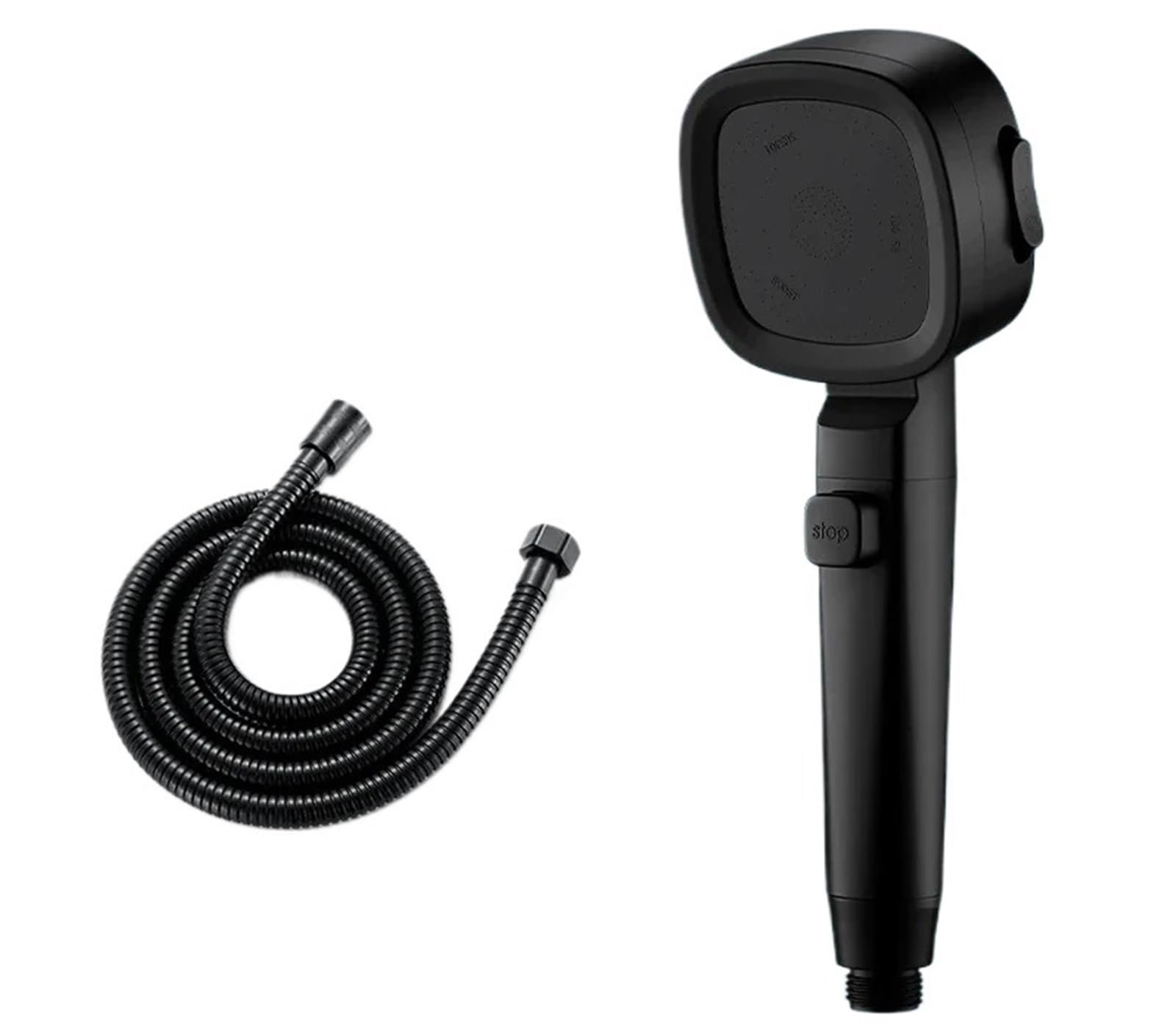 Mqfbnnp Black With Hose Shower Head Shower Head Water High Pressure Saving 3 Modes Heads Adjustable One-Key Stop Massage Sprayer Bathroom Accessories(Black With Hose)