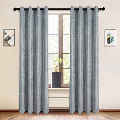 ELKCA Double-Sided Chenille Window Curtains for Living Room,Silver Grey Curtains for Bedroom, Grommet Top,Pack of 2(Silver Grey, 52" W x 96" L)
