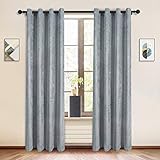 ELKCA Double-Sided Chenille Window Curtains for Living Room,Silver Grey Curtains for Bedroom, Gromme