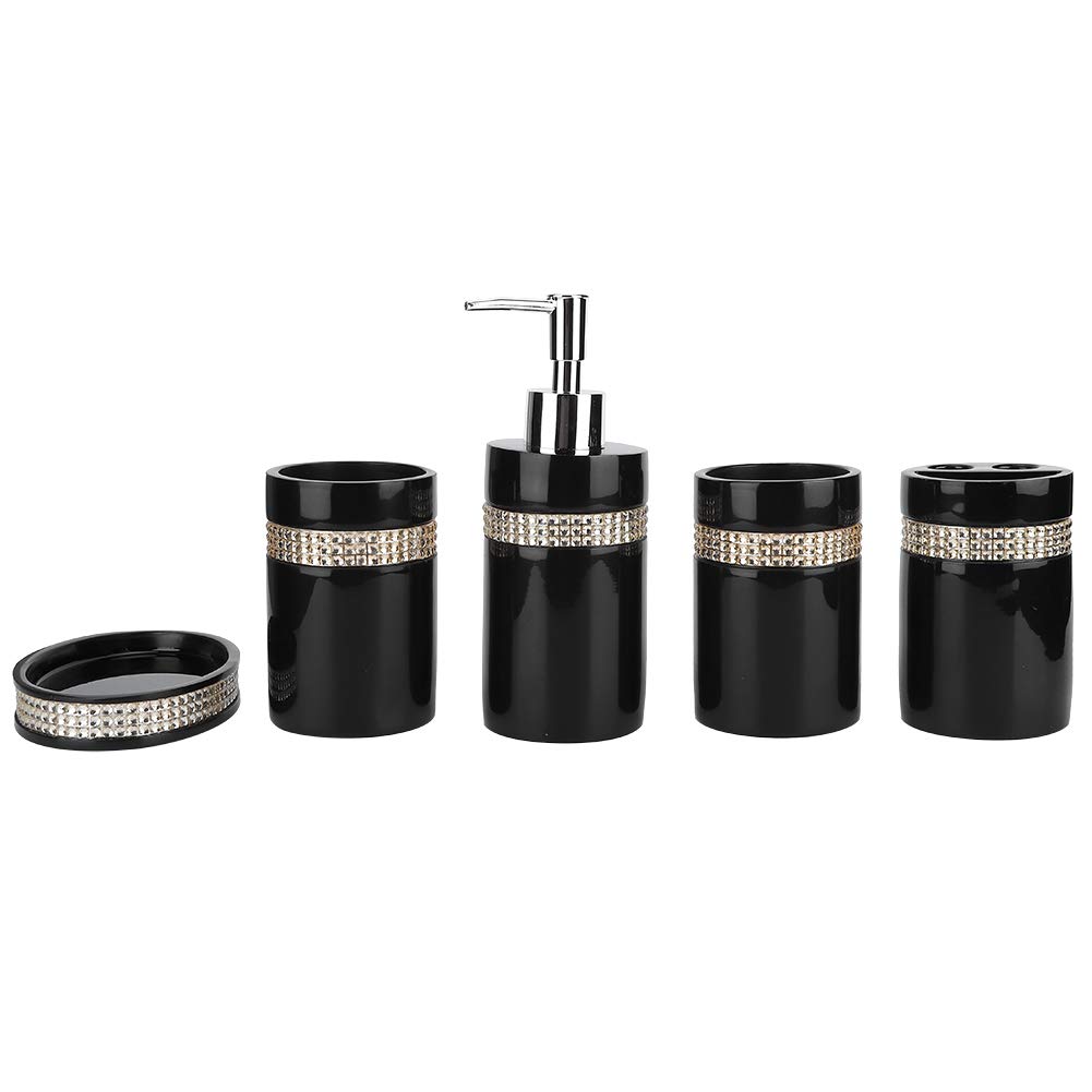 Aramox Juego de Accesorios de Baño Juego de Baño de Resina de 5 Piezas con Dispensador de Loción, Soporte para Cepillo de Dientes, 2 Tazas de Lavado, Jabonera para Mostrador de, Hogar, Habitación de