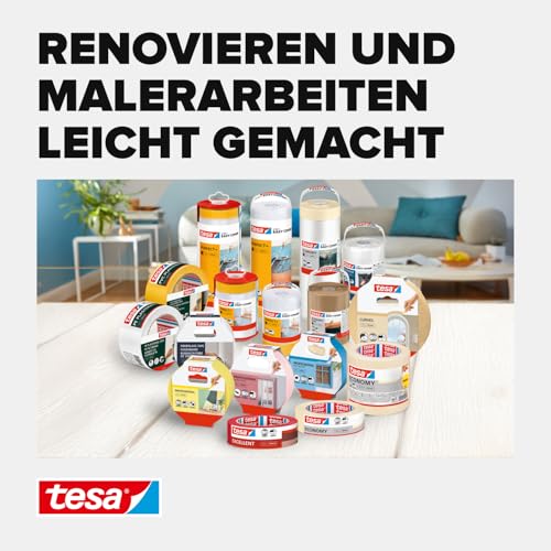 tesa Easy Cover ECONOMY Folie für Malerarbeiten - 2 in 1 Malerfolie zum Abdecken und Kreppband zum Abkleben - 33 m x 140 cm