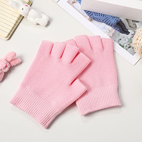 Heallily Moisturizing Gloves 1 Pair Of Moisturizing Gel Gloves Fingerless Moisture Gloves Gel Therapy Glove For Dry Cracked Hands Treatment For Women Girls (Pink) #TOP7